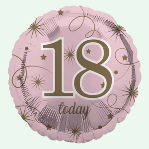 18 Today Pink & Gold Stars Foil Balloon 18" Round (31)