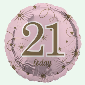 21 Today Pink & Gold Stars Foil Balloon 18" Round (33)