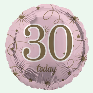 30 Today Pink & Gold Stars Foil Balloon 18" Round (35)