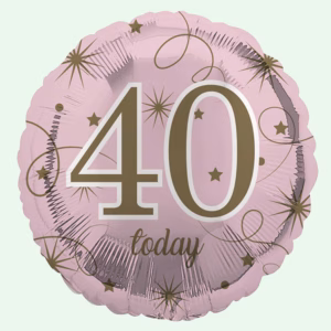 40 Today Pink & Gold Stars Foil Balloon 18" Round (37)