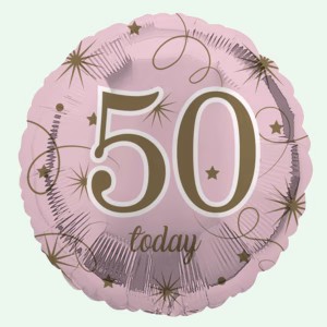 50 Today Pink & Gold Stars Foil Balloon 18" Round (39)