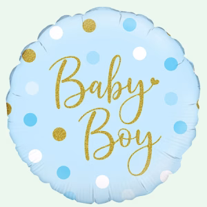 18 inch Baby Boy Blue Spots Holographic Foil Balloon (17)