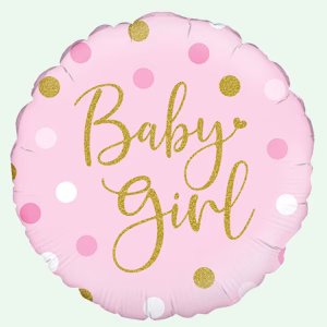18 inch Baby Girl Pink Spots Holographic Foil Balloon (19)