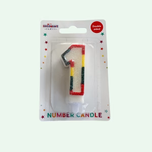 Candle Number 1 Rainbow (about 7cm tall)