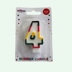 Candle Number 4 Rainbow (about 7cm tall)