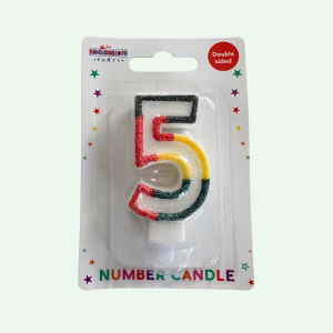 Candle Number 5 Rainbow (about 7cm tall)