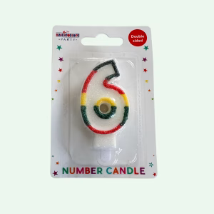 Candle Number 6 Rainbow (about 7cm tall)