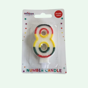 Candle Number 8 Rainbow (about 7cm tall)