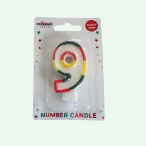 Candle Number 9 Rainbow (about 7cm tall)