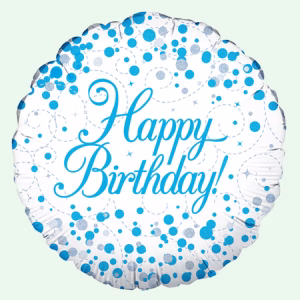 18 inch Birthday White & Blue Fizz Foil Balloon (50)