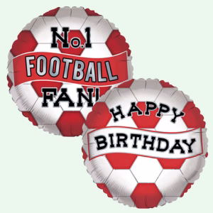 18 inch Birthday No.1 Football Fan Red White Foil Balloon (68)