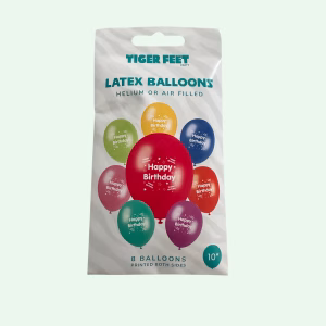 Happy Birthday Latex Balloons Pack of 8 (Un-Inflated)
