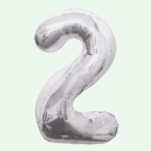 Unique Foil Balloon Silver 34" Number 2 (8)