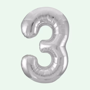 Unique Foil Balloon Silver 34" Number 3 (9)
