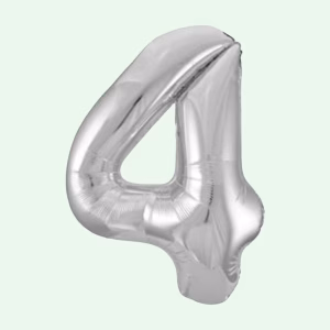 Unique Foil Balloon Silver 34" Number 4 (10)