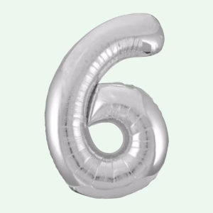 Unique Foil Balloon Silver 34" Number 6 (12)