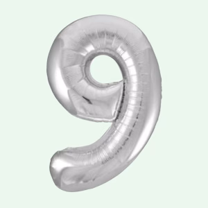 Unique Foil Balloon Silver 34" Number 9 (15)