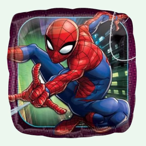 Foil Balloon 18" Square Spider-Man Animated (71) 18" Foil, Filled with Helium with ribbon and weight attached.